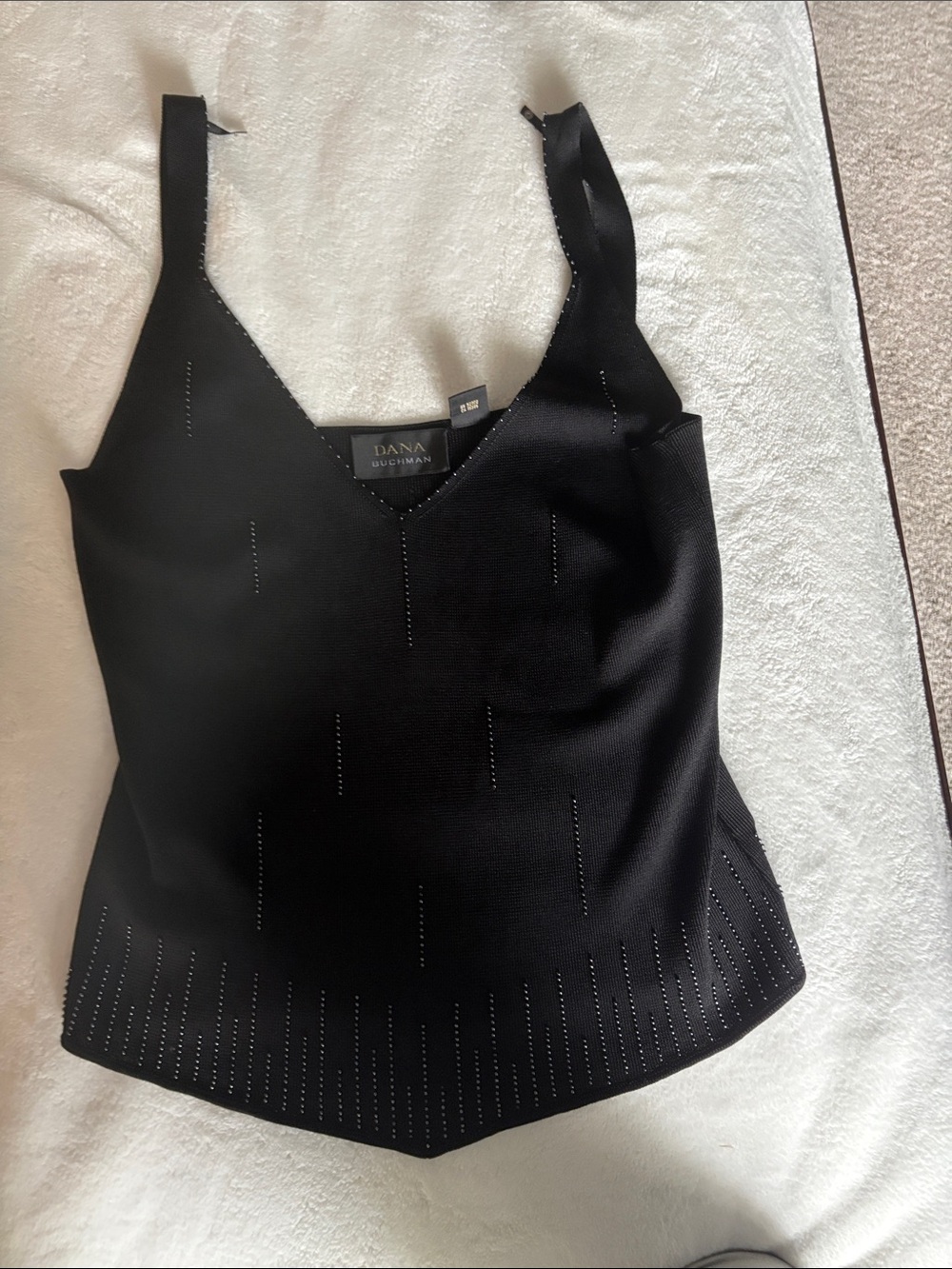 Dana Buchman Black V-Neck Knit Camisole with Eyelet Accents